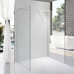 STUXI Milano Gate falsíkra szerelhető, két oldalfalas walk-in zuhanyfal, 90x130 cm, 8 mm vastag vízlepergető biztonsági üveggel, helytakarékos sarokmerevítőkkel (TL-6615G-90-130-X-6615C-22-X-6615C-52)