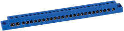 Kanlux KP-TB-63-26-BL(S) Elosztóblokk (elosztósín), csatl. : 26db, 19x234x21mm (H x Sz x M), 230V AC, 63A, kék (32632) (32632)