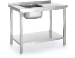 Hendi Kitchen Line rozsdamentes mosogatóasztal polccal és bal oldali mosogatóval, csavarozott, 800 × 600 mm (817001)