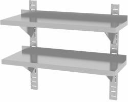 Hendi állítható, kétszintes rozsdamentes acél fali polc, 800 × 300 mm (811771)