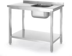 Hendi Kitchen Line rozsdamentes mosogatóasztal polccal és bal oldali mosogatóval, csavarozott, 1000 × 600 mm (817025)