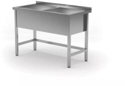 Hendi Profi Line rozsdamentes mosogatóasztal dupla medencével, hegesztett, 1200 × 600 mm (813485)