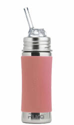 PURA rozsdamentes acél szívószálas palack 325 ml ROSE