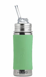 PURA rozsdamentes acél kulacs szívószállal 325 ml Moss