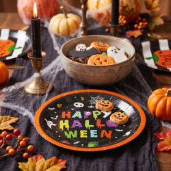 Bewello Set 8 farfurii din hartie Halloween, Happy Halloween, rotunde, 23 cm, multicolor (GLB_56630B)