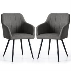  Set 2 scaune dining tapitate cu velur Luxano, cusaturi patrate, 54x58x82 cm, gri inchis (AK-38161436)