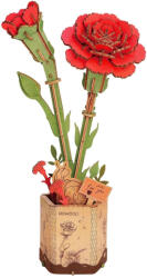 Rowood 3D fa puzzle virág - Szegfű (piros)