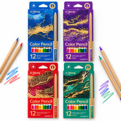 Yalong Stationery Színes ceruza arany testű, 12 színű háromszögletű