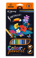 Yalong Stationery Színes ceruza 12 színű "Metallic" háromszögletű (231062-12)