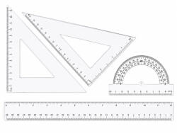  Vonalzókészlet közepes 30cm, vonalzó, szögmérő, 45° és 60° háromszög vonalzók 4 db/csom
