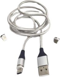 Paradox Since 1992 Cablu USB magnetic 3 in 1 incarcare rapida QC 3A Type C Micro USB iPhone 1m (23-09-gri)