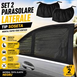 Paradox Since 1992 Set 2 parasolare laterale spate auto elastice tip soseta negre (1129)