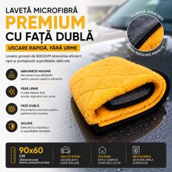 Paradox Since 1992 Laveta microfibra premium cu fata dubla 90x60 cm 800GSM pentru uscare auto (AD19-30)