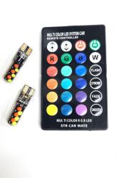 Paradox Since 1992 Becuri LED T10 RGB multicolor cu telecomanda 12V ambient interior auto set 2 buc (AD641)