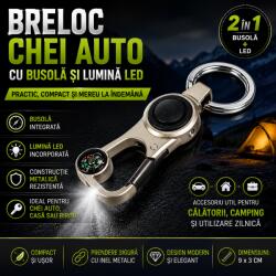 Paradox Since 1992 Breloc chei auto metalic cu busola si lumina LED (4-53)