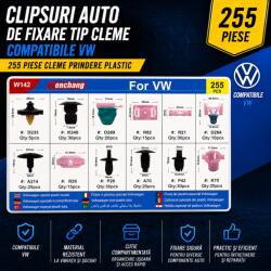 Paradox Since 1992 Clipsuri auto VW 255 piese cleme fixare tapiterie si caroserie (20-29)