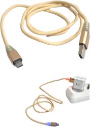 Paradox Since 1992 Cablu alimentare date USB Samsung cu LED mufa luminoasa incarcare transfer date (19-4-Bej)