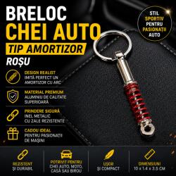 Paradox Since 1992 Breloc chei auto metalic tip amortizor rosu cu arc, aluminiu (4-54-amortizrosu)