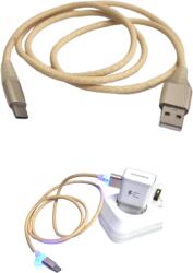 Paradox Since 1992 Cablu alimentare si date USB Type-C cu LED iluminat vizibil noaptea design modern (19-3-bej)