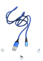 Paradox Since 1992 Cablu USB magnetic 3 in 1 incarcare rapida QC 3A Type C Micro USB iPhone 1m (23-09-albastru)