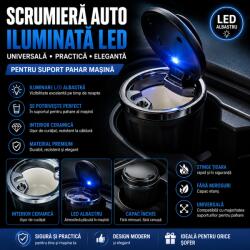 Paradox Since 1992 Scrumiera auto LED cu interior ceramic si capac iluminat (AD007) Scrumiera