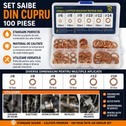 Paradox Since 1992 Set saibe cupru 100 piese pentru etansare auto diverse dimensiuni (20-153/1)