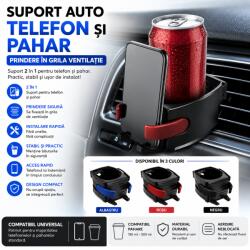 Paradox Since 1992 Suport auto telefon si pahar cu prindere in grila ventilatie color (3-891105-rosu)