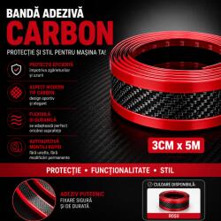 Paradox Since 1992 Ornament protectie banda adeziva carbon pentru usa prag bara 3cm x 5m (20-165-rosu)