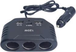 Paradox Since 1992 Adaptor bricheta auto 3 intrari 2 USB 1 PD 120W 12V 24V incarcare rapida (2011)