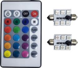Paradox Since 1992 Becuri LED sofit C5W 39mm RGB 6 SMD cu telecomanda Canbus 12V iluminare ambientala auto (7-5)