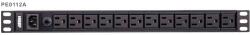 Aten PE0112G; Tipuri de PDU: De baza, Capacitate portbagaj: 1U, Material carcasa: Aluminiu. Cantitatea Outlets: 12 iesire(i) AC, Tipuri iesire AC: Conector C13. Lungime cablu: 3 m. Tensiunea nominala (PE01