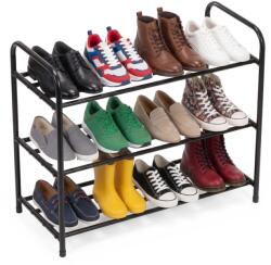 Sersimo Raft pentru pantofi din metal, 3 niveluri, 15 kg, 66x28x53 cm, negru (HA-7582) Pantofar