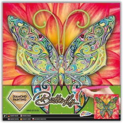 Grafix Set creativ cu diamante rotunde pe panza Diamond Painting 30x30 cm Grafix, Fluturas (GR260011_Fluturas)