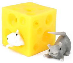 Toi-Toys Jucarie antistres Cascaval cu 2 soriceii elastici, 5 cm Toi-Toys TT35098A (TT35098A_Initiala)