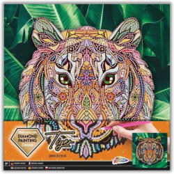 Grafix Set creativ cu diamante rotunde pe panza Diamond Painting 30x30 cm Grafix, Tigru (GR260011_Tigru)