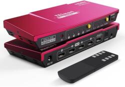 TESmart UHD HDMI Switch - 4x1 (4 Bemenet 1 Kimenet), 4K@60Hz, HDR10, Dolby Vision, S/PDIF, CEC, Audió Kimenettel (Korallpiros) (X000XTY28H)