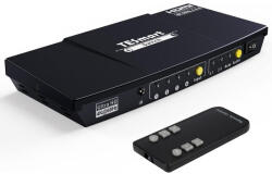 TESmart UHD HDMI Switch - 4x1 (4 Bemenet 1 Kimenet), 4K@60Hz, HDR10, Dolby Vision, S/PDIF, CEC, Audió Kimenettel (Fekete) (X000Y19ENH)