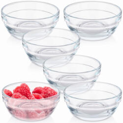  Set 6 sosiere din sticla transparenta 80 ml 9x3.8 cm boluri mici pentru aperitive si sosuri