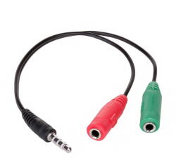 Akyga Adaptor Audio Jack 3.5mm la 2x Jack 3.5mm (TRRS Tata - 2x TRRS Mama), 0.15m, Negru - AK-AV-08 (ada/au/35/aky/ak/01/tr/ne)