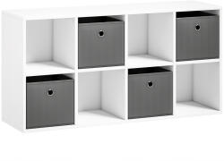 HOMCOM Etajeră cu 8 compartimente și 4 sertare textile, raft de depozitare, versatil, Gri | Aosom Romania (838-556V91GY) Biblioteca