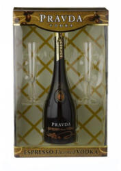 PRAVDA Espresso vodka 0, 7l 37, 5% + 2 flute pohár DD