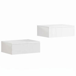 HOMCOM Éjjeliszekrény 2 db-os szett, falra szerelhető kivitel, fiókos, forgácslap, 40 x 30 x 14cm, fehér (83D-120V90WT)