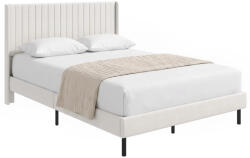 HomCom Ágykeret 140 x 200 cm állítható fejtámlával, kárpitozott ágy 12 léccel, bézs (83D-262V90BG)