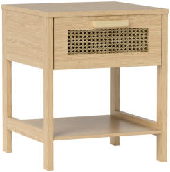 HOMCOM Éjjeliszekrény, fiókos lerakóasztal, MDF 40 x 40 x 48, 4 cm, natúr fa (831-380V92ND)