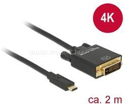 Delock Kábel USB Type-C csatlakozó > DVI 24+1 csatlakozó (DP váltakozó mód) 4K 30 Hz, 2 m, fekete (DL85321) (DL85321)
