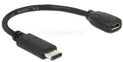 Delock 15cm USB Type-C 2.0 apa - USB 2.0 micro-B típusú anya fekete adatkábel (DL65578) (DL65578)