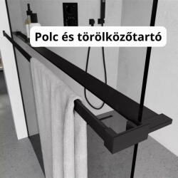 STUXI Milano Gate Black Plus 2 falsíkra szerelhető, két oldalfalas walk-in zuhanyfal, 90x130 cm, 8 mm vastag vízlepergető biztonsági üveggel, helytakarékos sarokmerevítőkkel