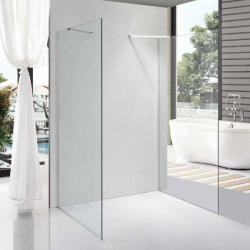 STUXI Milano Gate falsíkra szerelhető, két oldalfalas walk-in zuhanyfal, 130x130 cm, 8 mm vastag vízlepergető biztonsági üveggel, helytakarékos sarokmerevítőkkel