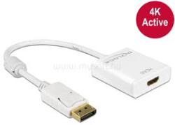 Delock Adapter Displayport 1.2-dugós csatlakozó > HDMI-csatlakozóhüvely 4K aktív, 20cm, fehér (DL62608) (DL62608)