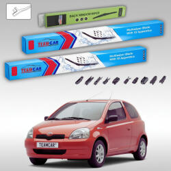 TeamCar Ștergătoare Toyota Yaris P1 Hatchback Japan 1999-2005 | Set Față și Spate Flat Premium - TeamCar® (TC-YP1J-5338FSP)
